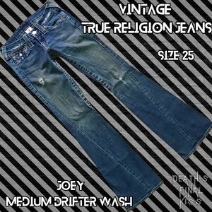 Y2K True Religion Ultra Low Rise Joey Twisted Inseam Jeans Md Drifter Wash 25/24